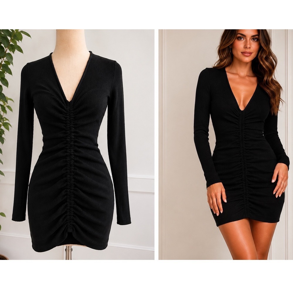 Revolve Camila Coelho Ciara Sweater Dress Ribbed Ruched Bodycon Size S Stretch